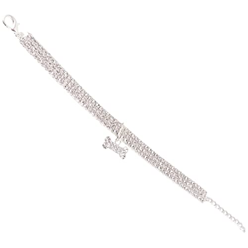 HAPINARY Mini-Halsband Für Haustiere Kristall-Strass Haustier-zubehör Luxuriöse Verstellbare Schnalle Kettenhalskette Für Hunde Weiß Größe S von HAPINARY