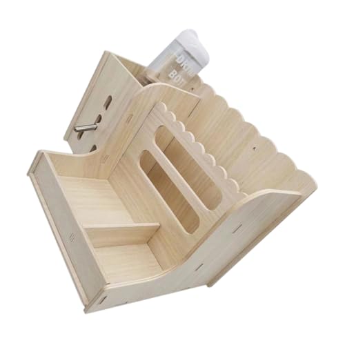 HAPINARY Multifunktionaler Holzfutterhalter für Kaninchen und Kleintiere mit Wasserspender Verschleißfest Platzsparend Hygienisch und für Tägliche Nutzung im Freigehege von HAPINARY