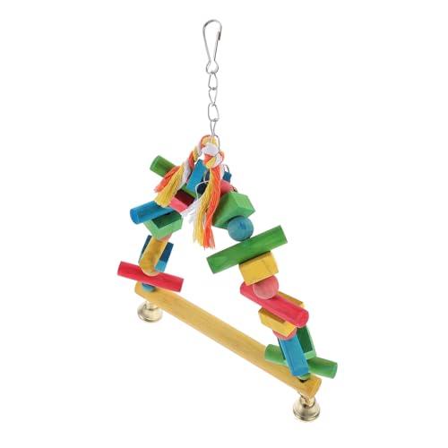 HAPINARY Sittichspielzeug Vogel-Papagei-Schaukelspielzeug hölzerner Vogelsitzständer Vogelschaukelspielzeug für Sittichkäfig Vogelspielset zufällige Farbe von HAPINARY