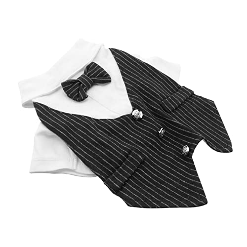 HAPINARY Hundekleidung Gentleman-Anzug Aus Polyester Elegantes Kostüm Für Besondere Anlässe Wie Hochzeiten Und Partys Bequemes Outfit Für Kleine Hunde Schwarz Gestreift von HAPINARY