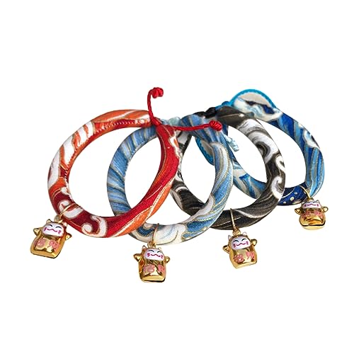 HAPINARY Haustierhalsband mit Japanischem Blumenmuster Handgefertigt für Katzen und Hunde Verstellbare Halskette mit Glöckchen Bequem Zufällige Farbe von HAPINARY