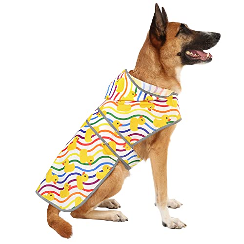 Extra großer Hunde-Regenmantel mit Kapuze und Leinenloch, wasserdichte Hunde-Regenjacke für große Haustiere und Hunde von HAPPIERE
