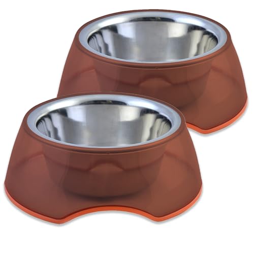 Happinesque Edelstahl-Hundenäpfe | Katzennäpfe mit Pellucid transparentem Kunststoff (2 Stück) – kippsicherer rutschfester großer Wassernapf für Hunde, Katzen-Wassernapf – spülmaschinenfest – 1900 ml von HAPPINESQUE