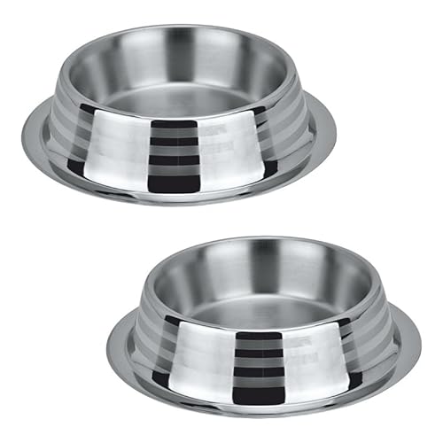 Happinesque Hundenäpfe aus Edelstahl, Katzennäpfe (2 Stück) – rutschfester und kippsicherer Wassernapf für Hunde | Katzen-Wassernapf-Set – spülmaschinenfest – 950 ml – 23 cm Durchmesser (elegante von HAPPINESQUE