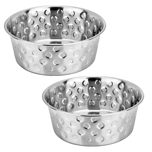 Happinesque Schwere Edelstahl-Hundenäpfe | Katzennäpfe (2 Stück) – rutschfester Wassernapf für Hunde | Katzen-Wassernapf – spülmaschinenfest – 1200 ml – 17 cm Durchmesser (elegante Candy Dots) von HAPPINESQUE