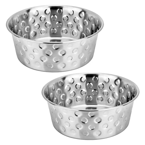 Happinesque Schwere Edelstahl-Hundenäpfe | Katzennäpfe (2 Stück) – rutschfester Wassernapf für Hunde | Katzen-Wassernapf – spülmaschinenfest – 1200 ml – 17 cm Durchmesser (elegante Candy Dots) von HAPPINESQUE