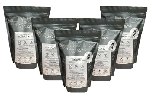 Happy Bowl - Trockenbarf Geflügel - Vorteilspack 5x500g - Alleinfuttermittel für Hunde auf Basis natürlicher Inhaltsstoffe - Trockenfutter, Nassfutter oder Barf-Ersatz (Vorteilspack 5x500g) von HAPPY BOWL Feed your way!