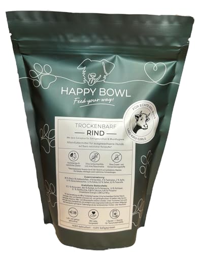 Happy Bowl - Trockenbarf Rind - 500g - Alleinfuttermittel für Hunde auf Basis natürlicher Inhaltsstoffe - Trockenfutter, Nassfutter oder Barf-Ersatz von HAPPY BOWL Feed your way!