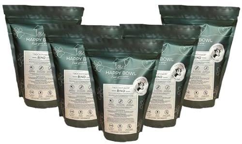 Happy Bowl - Trockenbarf Rind - Vorteilspack 5x500g - Alleinfuttermittel für Hunde auf Basis natürlicher Inhaltsstoffe - Trockenfutter, Nassfutter oder Barf-Ersatz von HAPPY BOWL Feed your way!