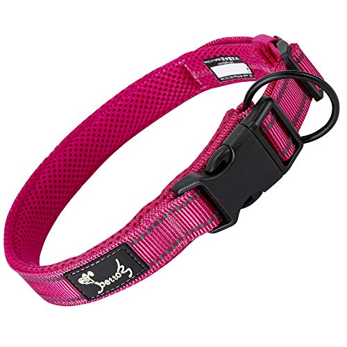 Einstellbare reflektierende Hundehalsband Nylon Haustier Kragen gepolstert atmungsaktive Anti-Reiben Mesh mit Ring von HAPPY HACHI