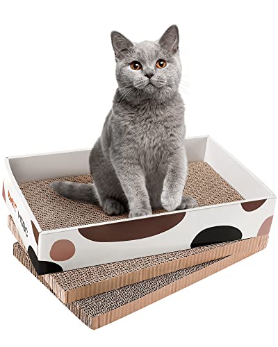 HAPPY HACHI 3 Stück Kratzbretter Katze, Mit Katzenminze Kratzpappe für Katzen, Robuste Doppelseitige Cat Scratching Board Bed Furniture Protecting Packung von HAPPY HACHI