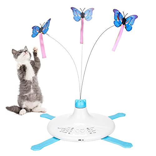 HAPPY HACHI Interaktives Katzenspielzeug Schmetterling für den Innenbereich, 360° Drehbarem Katzenteaserspielzeug, Intelligenz Selbstbeschäftigung Katzen Spielzeug mit USB Aufladbar von HAPPY HACHI
