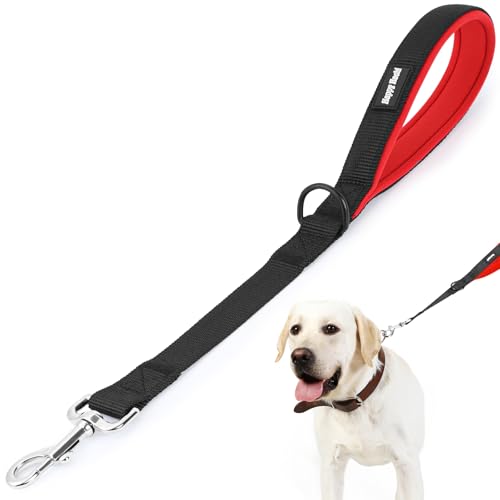 Close Control – kurze Hundeleine mit starkem Nylon-Gurtband, zur Haustiererziehung oder für den Straßenverkehr, mit gepolstertem Griff und Metall-Clip von HAPPY HACHI