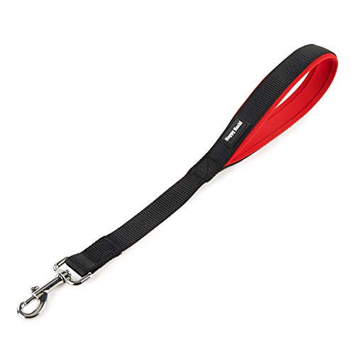 HAPPY HACHI Kurze Hundeleine mit gepolstertem Griff, 46CM Nylon Kurzführer Training für Große Mittlere und Kleine Hund (Schwarz-M) von HAPPY HACHI