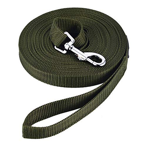 HAPPY HACHI Schleppleine für Hunde, 3m /5m /10m /15m /20m /25m /30m /33m Nylon Hundeleine mit Handschlaufe, Trainingsleine mit D-Karabiner für Große bis Kleine Hunde (Grün, 10m) von HAPPY HACHI
