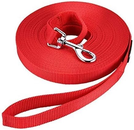 Schleppleine für Hunde, 3m /5m /10m /15m /20m /33m Nylon Hundeleine mit Robuste & Wetterfeste, Trainingsleine mit D-Karabiner und Griffpolster für Große bis Kleine Hunde (20m, Red) von HAPPY HACHI