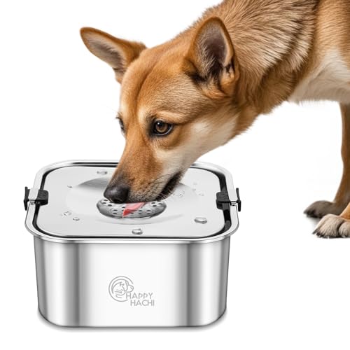 HAPPY HACHI Wassernapf Hund Ohne Sabbern, 3L Großer Trinknapf Hund Anti Schlabber, Hundenapf aus Edelstahl Auslaufsicher rutschfest Wassernapf Haustiere für lnnen (3L) von HAPPY HACHI