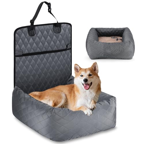 Hundebett Autositzbezug Pet Car Booster Seat 2 in 1 Front Back Protector Pet Lookout Tragbarer Autositzabdeckung Hundetransport Vordersitz mit dickem Zwinger und Sicherheitsgurt (Grau, 2) Hundebett Autositzbezug Pet Car Booster Seat 2 in 1 Front Back Protector Pet Lookout Tragbarer Autositzabdeckung Hundetransport Vordersitz mit dickem Zwinger und Sicherheitsgurt (Grau, 2) von HAPPY HACHI