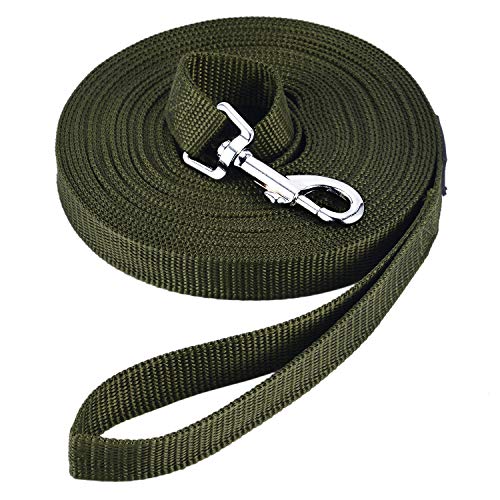 Schleppleine für Hunde, 3m /5m /10m /15m /20m /33m Nylon Hundeleine mit Robuste & Wetterfeste, Trainingsleine mit D-Karabiner und Griffpolster für Große bis Kleine Hunde (3m, Green) von HAPPY HACHI