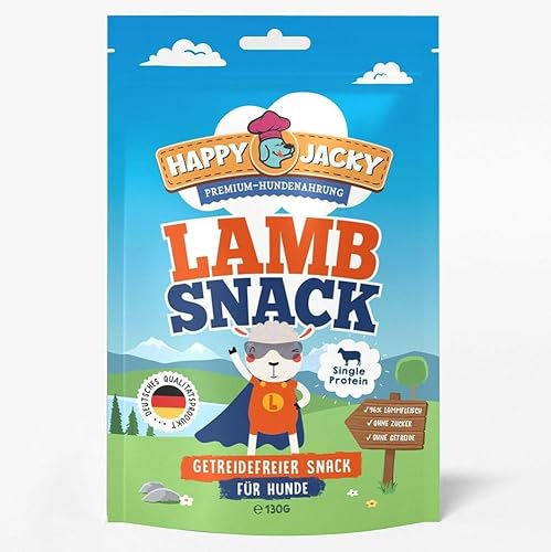 HAPPY JACKY Monoprotein Snack für ernährungssensible Hunde - ohne Zucker, ohne Getreide - 6 x 125g (6, Lamm) von HAPPY JACKY