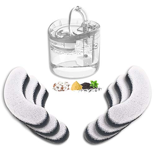 HAPUP Katzenbrunnen Filter Trinkbrunnen für Katzen Filters Ersatzfilter 6 Wiederverwendbare Aktivkohlefilter für HAPUP Katzentrinkbrunnen Wasserbrunnen für Katzen Welpen 1,8L von HAPUP
