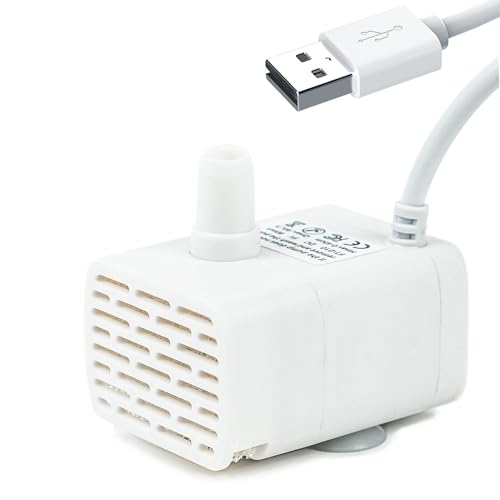 HAPUP Katzenbrunnen Wasserpumpe Trinkbrunnen für Katze Ersatzpumpe USB Mini pumpe 90L/H mit 2M Kabel für Katzen Trinkbrunnen Teich Aquarium von HAPUP