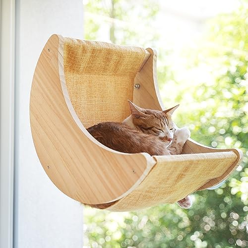 Fenster-Katzenbetten für Indoor-Katzen-Sitzstangen Mondregale montiert mit starken Saugnäpfen Katzenfenstersitz zum Schlafen und Beobachten von Vögeln von HAPYKITYS