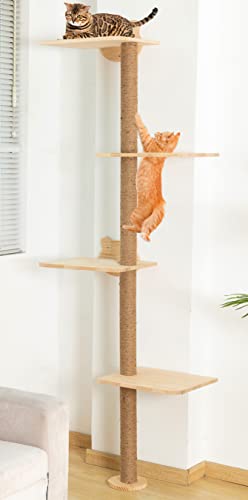 Wandkratzbaum Katzen-Kletterwand,Holze Katzenmöbel für die Wand,173cm Kletterspaß für Aktive Katzen Wandkratzbaum Katzen-Kletterwand,Holze Katzenmöbel für die Wand,173cm Kletterspaß für Aktive Katzen von HAPYKITYS