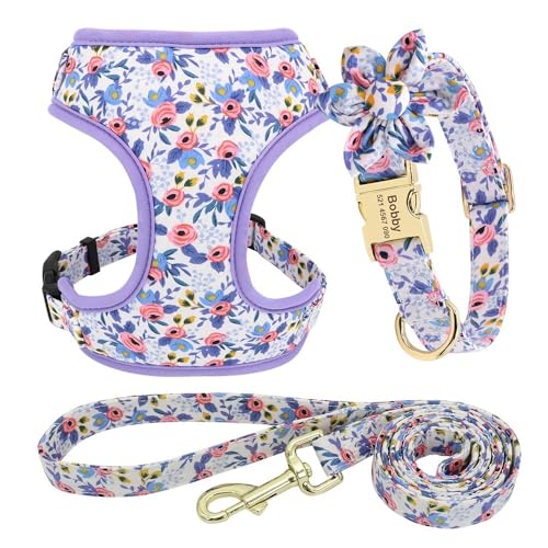 Atmungsaktives Netz Gedruckter Nylon Verstellbares Arbeitshundtraining Kabelbaumkragen -Leine Für Yorkshire Terrier Mops Chihuahua,D,M Atmungsaktives Netz Gedruckter Nylon Verstellbares Arbeitshundtraining Kabelbaumkragen -Leine Für Yorkshire Terrier Mops Chihuahua,D,M von HAQEPO