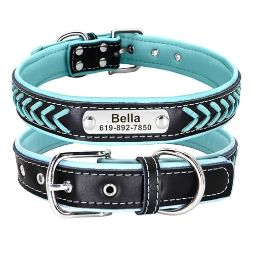Benutzerdefinierte Handgewebte Anti -verlorene Mops Shiba Inu Chihuahua Name Telefonnummer Halsband Personalisierte Anti -verlorene PU Leder -Hundetraining Halsband,E,Xs von HAQEPO