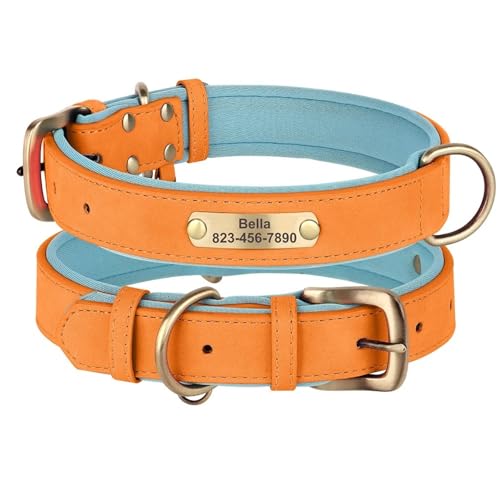 Benutzerdefinierte Verstellbare Anti-verlorene PU Leder-ID-Name Telefonnummer Hundekragen Hundekragen Für Bulldog Pudel Labrador Greyhound,Orange,L Benutzerdefinierte Verstellbare Anti-verlorene PU Leder-ID-Name Telefonnummer Hundekragen Hundekragen Für Bulldog Pudel Labrador Greyhound,Orange,L von HAQEPO