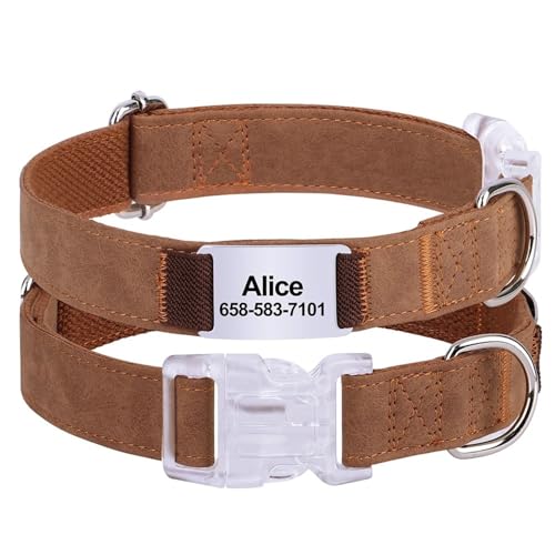 Benutzerdefinierte Verstellbare Weiche PU Leder-Hundetraining Halsband Personalisierte Anti-verlorene Chihuahua Mops Shiba Inu Kragen,Braun,S Benutzerdefinierte Verstellbare Weiche PU Leder-Hundetraining Halsband Personalisierte Anti-verlorene Chihuahua Mops Shiba Inu Kragen,Braun,S von HAQEPO
