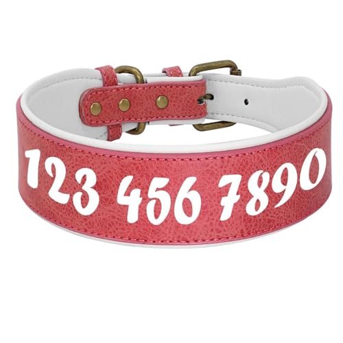 Breit gepolstertes Haustier-ID-Halsband, personalisierbar, PU-Leder, verstellbar, Anti-Verlust-Hundehalsband für mittelgroße bis große Hunde, A, XXL Breit gepolstertes Haustier-ID-Halsband, personalisierbar, PU-Leder, verstellbar, Anti-Verlust-Hundehalsband für mittelgroße bis große Hunde, A, XXL von HAQEPO