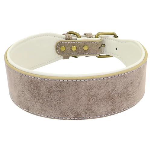 Breites Leder-Hundehalsband, verstellbar, PU-Leder, Haustierhalsband für mittelgroße und große Hunde, Pitbull, Bulldogge, Deutscher Schäferhund, Labrador, B, XXL von YHTAKF
