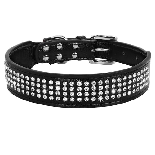 Breites Leder-Hundehalsband mit Glitzer-Strasssteinen, Glitzer, Diamanten, Haustierhalsband für mittelgroße und große Hunde, Deutscher Schäferhund, Französische Bulldogge, Labrador, D, XL Breites Leder-Hundehalsband mit Glitzer-Strasssteinen, Glitzer, Diamanten, Haustierhalsband für mittelgroße und große Hunde, Deutscher Schäferhund, Französische Bulldogge, Labrador, D, XL von YHTAKF