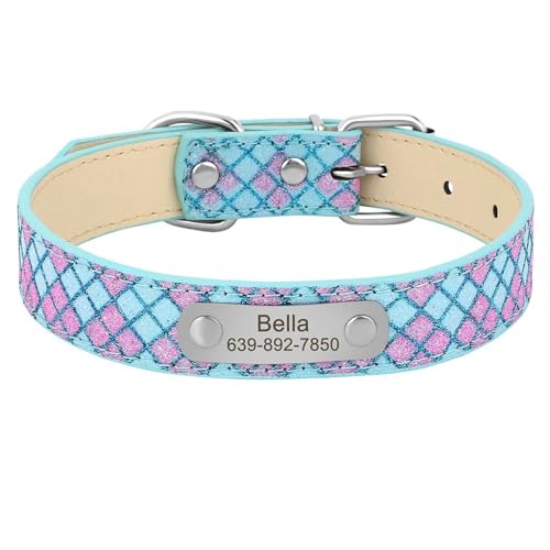 Custom Leder Hundekragen Verstellbarer Verlorenes Anti-Verlust Chihuahua Pudel Dachshund Pommerian Chihuahua Trainingshalnen,Blau,M von HAQEPO