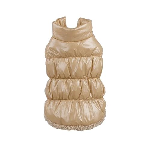 Einfarbige Daunenjacke Für Haustiere, Warme Winterkleidung Für Katzen Und Hunde, Wind- Und wasserdichte Outdoor-Haustierjacke Für Yorkshire Shih Tzu, Chihuahua, Mops,Beige,2XL von HAQEPO