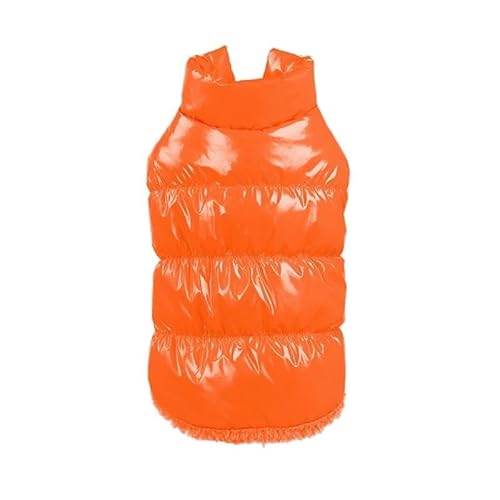 Einfarbige Daunenjacke Für Haustiere, Warme Winterkleidung Für Katzen Und Hunde, Wind- Und wasserdichte Outdoor-Haustierjacke Für Yorkshire Shih Tzu, Chihuahua, Mops,Orange,S von HAQEPO