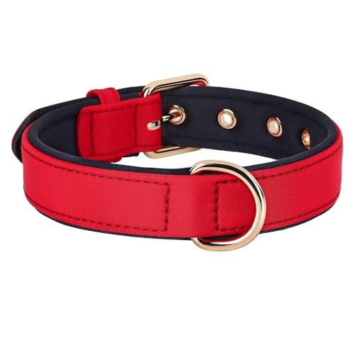 Einfarbiges Nylon-Hundehalsband, wasserdicht, gepolstert, atmungsaktiv, Haustierhalsband für Chihuahua, Mops, Schnauzer, Labrador, Französische Bulldogge, F, S von YHTAKF