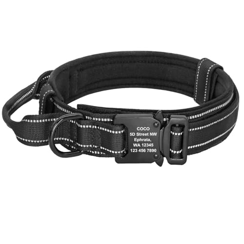 Einstellbarer Nylon Militärtaktischer Hundehalsband Personalisierte Reflektierende Deutsche Schäferhund Labrador Bulldog -ID -Name Telefonnummer Kragen,Schwarz,XL Einstellbarer Nylon Militärtaktischer Hundehalsband Personalisierte Reflektierende Deutsche Schäferhund Labrador Bulldog -ID -Name Telefonnummer Kragen,Schwarz,XL von HAQEPO
