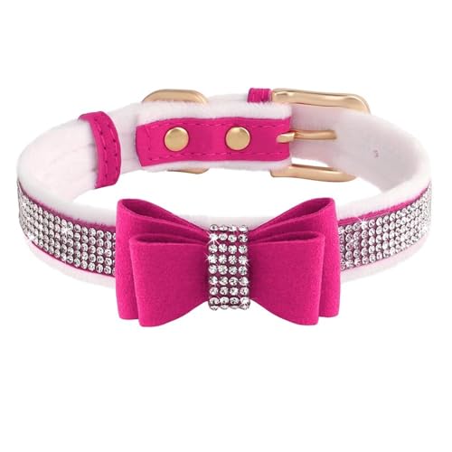 Glänzende Strasssteine niedliche Bogen Verstellbare Hundekragen Weicher Samt Chihuahua Yorkshire Pudel Trainingskragen,Rose,M Glänzende Strasssteine niedliche Bogen Verstellbare Hundekragen Weicher Samt Chihuahua Yorkshire Pudel Trainingskragen,Rose,M von HAQEPO