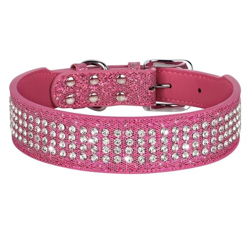 Glänzender Strassbreite Lederhundkragen 4 Reihen Voller Diamant Verstellbarer Pitbull Pudel Shiba Inu Bulldog Shepherd Hundehaller,Rosenrot,XL Glänzender Strassbreite Lederhundkragen 4 Reihen Voller Diamant Verstellbarer Pitbull Pudel Shiba Inu Bulldog Shepherd Hundehaller,Rosenrot,XL von HAQEPO