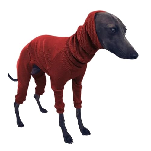 Herbst Winter Hoher Kragen Warm Warm Greyhound Whippet Jumpsuit Rippen Pet Vierbeinige Pyjama Mittelgroße Hundemantelkleidung,Rot,5XL von HAQEPO