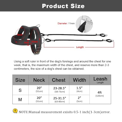 Hund Gewichtete Leine Weich Gepolstert Im Freien Nylon -Hundetraining Schlittenleine Für Pitbull Bulldog Labrador Geeignet,Schwarz,S Hund Gewichtete Leine Weich Gepolstert Im Freien Nylon -Hundetraining Schlittenleine Für Pitbull Bulldog Labrador Geeignet,Schwarz,S von HAQEPO