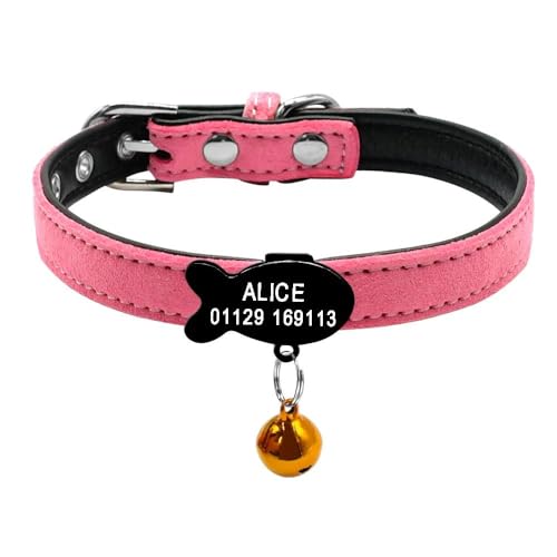 Hundehalsband aus Leder, personalisierbar, Anti-Verlust, verstellbar, für kleine und mittelgroße Hunde und Katzen, mit Namensschild, E, XXS Hundehalsband aus Leder, personalisierbar, Anti-Verlust, verstellbar, für kleine und mittelgroße Hunde und Katzen, mit Namensschild, E, XXS von HAQEPO