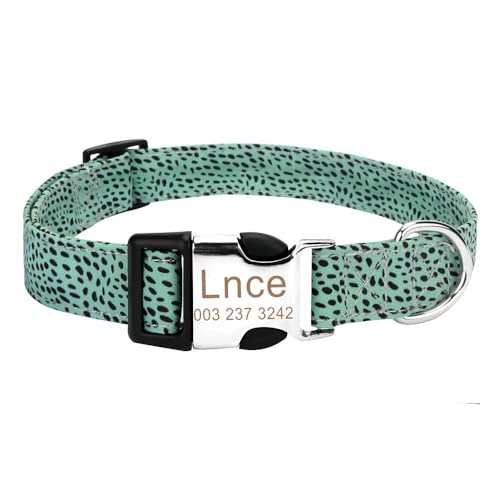 Hundehalsband aus Nylon, mit Gravur, zum Selbermachen, Anti-Verlust, personalisiertes Namensschild, Haustierhalsband für Pitbull, Mops, Chihuahua, Labrador, Grün, M Hundehalsband aus Nylon, mit Gravur, zum Selbermachen, Anti-Verlust, personalisiertes Namensschild, Haustierhalsband für Pitbull, Mops, Chihuahua, Labrador, Grün, M von HAQEPO