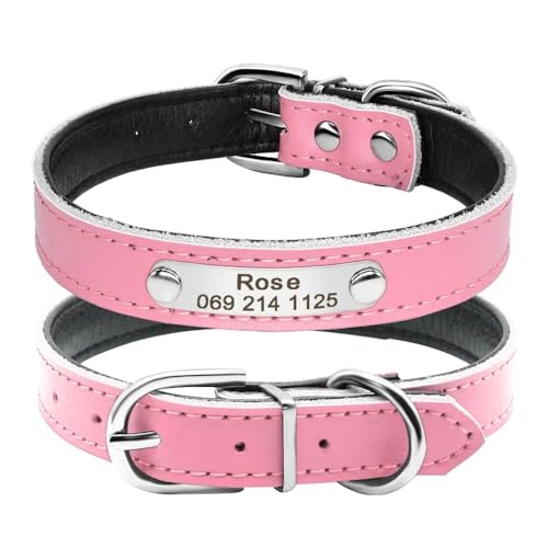 Hundehalsband aus PU-Leder, personalisierbar, mit ID-Tag, Namensschild, Hundehalsband, weich, bequem, verstellbar, Anti-Verlust, Labrador, Französische Bulldogge, B, S Hundehalsband aus PU-Leder, personalisierbar, mit ID-Tag, Namensschild, Hundehalsband, weich, bequem, verstellbar, Anti-Verlust, Labrador, Französische Bulldogge, B, S von YHTAKF