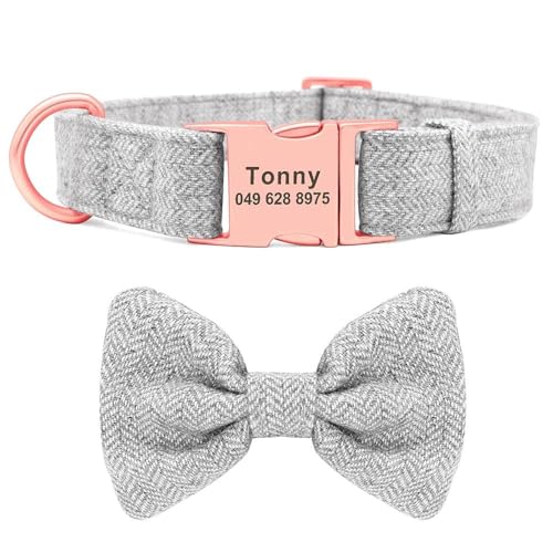 Hundehalsband aus weichem Fellstoff, personalisierbar, personalisierbar, Anti-Verlust, niedliche Schleife, Haustierhalsband für Labrador, Chihuahua, Mops, A, L Hundehalsband aus weichem Fellstoff, personalisierbar, personalisierbar, Anti-Verlust, niedliche Schleife, Haustierhalsband für Labrador, Chihuahua, Mops, A, L von HAQEPO