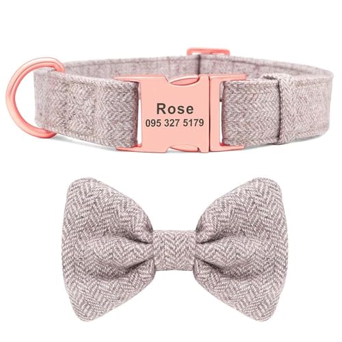 Hundehalsband aus weichem Fellstoff, personalisierbar, personalisierbar, Anti-Verlust, niedliche Schleife, Haustierhalsband für Labrador, Chihuahua, Mops, D, M Hundehalsband aus weichem Fellstoff, personalisierbar, personalisierbar, Anti-Verlust, niedliche Schleife, Haustierhalsband für Labrador, Chihuahua, Mops, D, M von HAQEPO