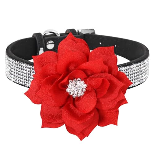Hundehalsband mit glitzernden Strasssteinen, besetzt mit Strasssteinen, für Welpen, Katzen, mit Blumen, stilvoll, verstellbar, für Chihuahua, Mops, Labrador, Schwarz, Größe L Hundehalsband mit glitzernden Strasssteinen, besetzt mit Strasssteinen, für Welpen, Katzen, mit Blumen, stilvoll, verstellbar, für Chihuahua, Mops, Labrador, Schwarz, Größe L von HAQEPO